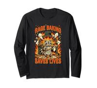 Rage Baking Saves Lives Funny Raccoon Baker Long Sleeve T-Shirt