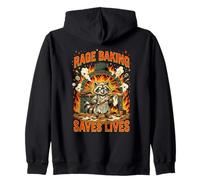 Rage Baking Saves Lives Funny Raccoon Baker Zip Hoodie