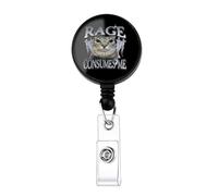 Rage Consumes Me Cat Badge Reel Funny Sarcastic Sign Funny Silly Staring Cat Meme Gift Meme Cat Retractable Badge Holder (Rage Consumes Me Badge)