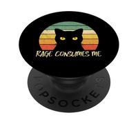 Rage Consumes Me Cat Funny Angry Mood Sarcastic Meme Retro PopSockets Adhesive PopGrip