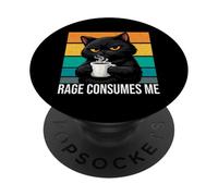 Rage Consumes Me Cat Funny Angry Mood Sarcastic Meme Retro PopSockets Adhesive PopGrip