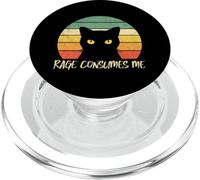 Rage Consumes Me Cat Funny Angry Mood Sarcastic Meme Retro PopSockets PopGrip for MagSafe