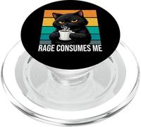 Rage Consumes Me Cat Funny Angry Mood Sarcastic Meme Retro PopSockets PopGrip for MagSafe