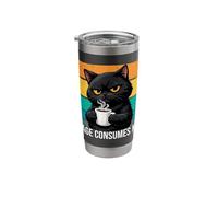 Rage Consumes Me Cat Funny Angry Mood Sarcastic Meme Retro Stainless Steel Insulated Tumbler