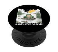 Rage Consumes Me Frog Sarcastic Anger Funny Amphibian Humor PopSockets Adhesive PopGrip
