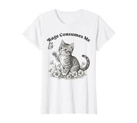 Rage Consumes Me Funny Angry Cute Cat Meme Shirt Cats Lovers T-Shirt, Women, White, Medium