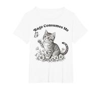 Rage Consumes Me Funny Angry Cute Cat Meme Shirt Cats Lovers T-Shirt, Women's Plus, White, 3X