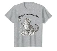 Rage Consumes Me Funny Angry Cute Cat Meme Shirt Cats Lovers T-Shirt, Youth, Heather Grey, 2T