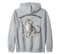 Rage Consumes Me Funny Angry Cute Cat Meme Shirt Cats Lovers Zip Hoodie