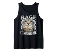 Rage Consumes Me Staring Cat Meme Funny Silly Design Tank Top