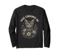 Rage Consumes Me Tee Cut Angry Kitten Sarcastic Relatable Long Sleeve T-Shirt
