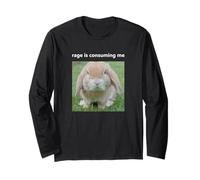 Rage is Consuming Me Funny Cute Bunny Rabbit Meme Long Sleeve T-Shirt