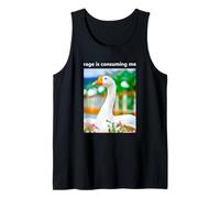 Rage is Consuming Me Funny Cute White Goose Dog Meme Tank Top
