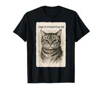 Rage is Consuming Me Funny Silly Staring Cat Meme Sumi-e T-Shirt