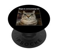 Rage Is Consuming Me Silly Staring Cat Meme Funny Saying PopSockets Adhesive PopGrip