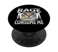 Rage Is Consuming Me Staring Cat Meme Funny Brainrot Bootleg PopSockets Adhesive PopGrip