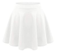RageIT Girls Kids Plain Flared Skater Skirt School Summer High Waist Age 5-13 Years White