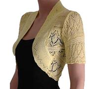 RageIT Ladies Bolero Shrug Crochet Knitted Cardigan Yellow