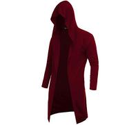 RAGEMALL Mens Long Cardigan Open Front Draped Lightweight Hooded Sweater with Pockets - - XXL