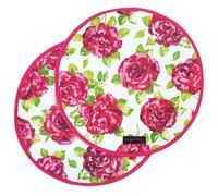 Ragged Rose Aga Cooker Hob Covers - 38 cm x 38 cm Universal Hob Mats for Gas, Oil, Electric, & Induction Aga Cookers - Pair of Machine Washable Cotton Chef’s Pads - Pink Rose, Pack of 2