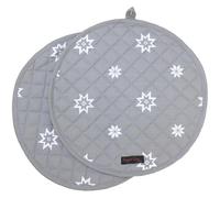 Ragged Rose Aga Cooker Hob Covers - 38 cm x 38 cm Universal Hob Mats for Gas, Oil, Electric, & Induction Aga Cookers - Pair of Machine Washable Cotton Chef’s Pads - Grey Christmas, Pack of 2