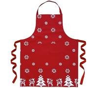 Ragged Rose Christmas Apron - Cotton Apron for Cooking & Dishwashing with Neck Strap, Large Front Pocket, & Long Ties - Kitchen Gifts for Women & Men Red Apron - 85 cm x 68 cm