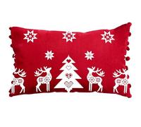 Ragged Rose Christmas Cushion, Cotton, Red, 30 x 50 cms, CU-FIR08-CPF5XN