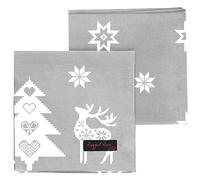 Ragged Rose Christmas Napkin - Cotton Napkins for Christmas-Themed Dining Table Setting & Silverware - Silver Grey Star Napkins Gift Wrapped Cloth Napkins Set of 4-40 cm x 40 cm