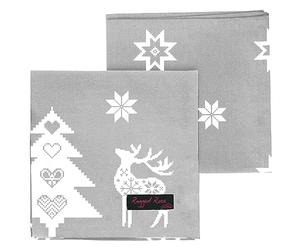 Ragged Rose Christmas Napkin - Cotton Napkins for Christmas-Themed Dining Table Setting & Silverware - Silver Grey Star Napkins Gift Wrapped Cloth Napkins Set of 4-40 cm x 40 cm