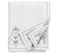 Ragged Rose Christmas Table Cloth - Festive Linen Tablecloth with Nordic Style Prints for Living Room & Kitchen - Cotton Tablecloth That Fits a 6-7 Ft Table - Silver Embroidered Print