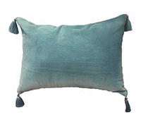 Ragged Rose Duckegg Blue Velvet Tassel Cushion, 35 x 50 cm