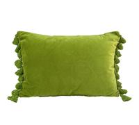 Ragged Rose Oblong Cushion Cover - 50 cm x 35 cm Terry Velvet Fringe Cover for Bedroom & Lounge Area - Soft, Elegant, Cosy & Chic Cushion Covers, Lime