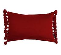Ragged Rose Oblong Cushion Cover - 50 cm x 35 cm Terry Velvet Fringe Cover for Bedroom & Lounge Area - Soft, Elegant, Cosy & Chic Cushion Covers, Red