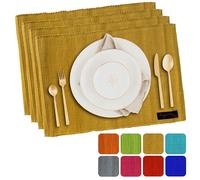 Ragged Rose Set of 4 Cotton Placemats - 27x37 cm Gift-Wrapped Table Place Mats - Ribbed Cotton Indoor & Outdoor Placemats for Living Room, Dining Table, & Kitchen