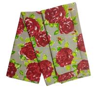 Ragged Rose Tea Towels for Kitchen - 50 cm x 70 cm Pair of Kitchen Cloths for Drying Dishes, Wiping Countertops, & Handling Pots - Machine Washable & Durable - Red Rose, Pack of 2