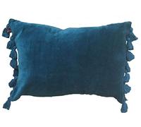 Ragged Rose Terry Petrol Blue Velvet Tassel Cushion
