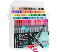 RAGI Brush Pen Set, 100 Watercolour Pencils, Felt Tip Pens for Adults and Children, Watercolour Pen, Double Brush Pen for Coloring Book, Drawing, Calligraphy, Comic