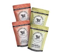 Raging Bull 1kg Biltong Combo - 2x250g Original & 2x250g Chilli Beef Biltong - High Protein Snacks - Grass Fed Beef Biltong - Low Carb Keto Snacks - MSG Free Carnivore Snacks - Meat Low Calorie Snacks