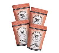 Raging Bull 1kg Chilli Beef Biltong - 4 x 250g Pack - High Protein Snacks - Grass Fed Beef Biltong - Low Carb Keto Snacks - MSG Free Carnivore Snacks - Natural Meat Low Calorie Snacks