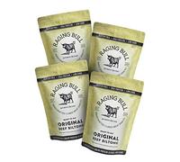 Raging Bull 1kg Original Beef Biltong - 4 x 250g Pack - High Protein Snacks - Grass Fed Beef Biltong - Low Carb Keto Snacks - MSG Free Carnivore Snacks - Natural Meat Low Calorie Snacks