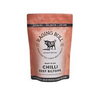 Raging Bull 250g Chilli Beef Biltong - Authentic South African Gluten Free Biltong - High Protein Snacks - Grass Fed Beef Biltong - Low Carb Keto Snacks - Natural Carnivore Meat Snacks