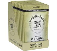 Raging Bull 280g Original Beef Biltong - 10 x 28g Pack - High Protein Snacks - Grass Fed Beef Biltong - Low Carb Keto Snacks - MSG Free Carnivore Snacks - Natural Meat Low Calorie Snacks