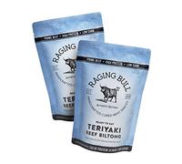 Raging Bull 500g Teriyaki Biltong Pack - 2 x 250g Pack - High Protein Snacks - Grass Fed Beef Biltong - Low Carb Keto Snacks - MSG Free Carnivore Snacks - Natural Meat Low Calorie Snacks