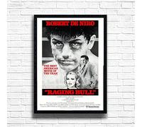 Raging Bull, 80s Movie Print Vintage Nostalgic Film Poster, A4 and A3 Size Frame Options, Great Home, Pub, Café, Bar Decoration Wall Art Print, House gift for movie lovers (A3 Framed (Black))