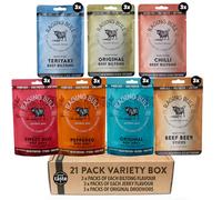 Raging Bull Beef Snack 21 Pack Combo - 3 Packs Beef Biltong, Beef Jerky & Droewors - Jerky & Biltong Sets - High Protein Snacks - Grass Fed Beef Biltong - Low Carb Keto Snacks - Carnivore Meat Snacks