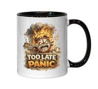 Raging Clock on Fire Illustration Ceramic Tea Coffee Mug Black