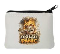 Raging Clock on Fire Illustration Neoprene Coin Purse Pouch 10x11cm White