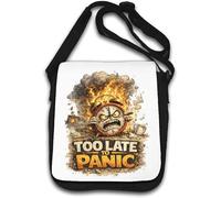 Raging Clock on Fire Illustration Shoulder Bag White