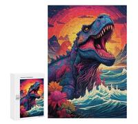 Raging Dinosaur Sunset, 300 PCS Challenging Puzzle for Adults, Weekend Puzzle Project, for Relaxing Solo Or Group Play