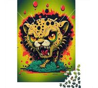 Raging Leopard Puzzles 1000 Pieces Wooden Puzzles for Adults And Teenager Family Game Christmas Eve Gifts 1000pcs (75x50cm)